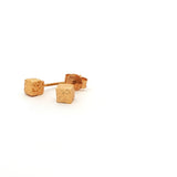 Geometric Rose Cube Stud Earrings, Gold Jewellery Sydney Australia