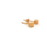 Geometric Rose Cube Stud Earrings, Gold Jewellery Sydney Australia