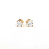 Classic Yellow Round Cut Cubic Zirconia Stud Earrings, Gold Jewellery Sydney Australia
