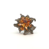Coloured Diamond Floral Cocktail Ring in Blackened Gold, Gold Jewellery Sydney Australia