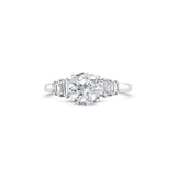 White Gold Lab Grown Engagement Ring With Emerald Cut Side Diamonds, Sydney Engagement Ring