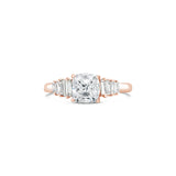 Rose Gold Lab Grown Diamond Engagement Ring With Emerald Cut Side Diamonds, Sydney Engagement Ring