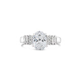 Oval Cut Lab Grown Diamond Ring With Baguette And Round Brilliant Side Diamonds, Sydney Engagement Ring