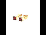 Rhodolite Yellow Gold Stud Earrings, Gold Jewellery Sydney Australia