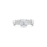 baguette diamond engagement ring with cushion cut centre diamond, Sydney Engagement Ring