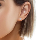 18k White Gold Diamond Stud Earrings With Floral Cut Edging, Gold Jewellery Sydney Australia