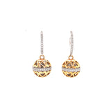 rose and white gold diamond globe dangling earrings, Gold Jewellery Sydney Australia