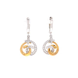 rose and white gold diamond twist dangling earrings, Gold Jewellery Sydney Australia