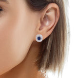 Cabochon Sapphire Diamond Earring, Gold Jewellery Sydney Australia