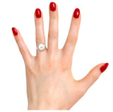 Diamond Halo Pearl Ring, Gold Jewellery Sydney Australia