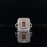 pink diamond round edge double halo dress ring, Gold Jewellery Sydney Australia