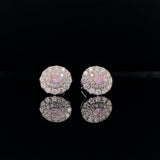 Pink Diamond Double Halo Earrings, Gold Jewellery Sydney Australia