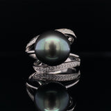 Diamond Pearl Ribbon Ring, Gold Jewellery Sydney Australia