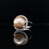 Diamond Halo Pearl Ring, Gold Jewellery Sydney Australia