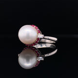 Ruby Pearl Diamond Ring, Gold Jewellery Sydney Australia