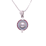 Ruby Halo Pearl Pendant, Gold Jewellery Sydney Australia