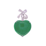 Jade Heart And Diamond Bow Pendant, Gold Jewellery Sydney Australia