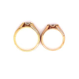 Rose Gold Satin Diamond Wedding Set