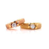 Rose Gold Satin Diamond Wedding Set