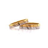 White Yellow Etching Wedding Set, Sydney Wedding Ring