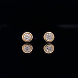 Yellow Gold Bezel Diamond Earring Studs Small, Gold Jewellery Sydney Australia