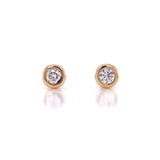 Yellow Gold Bezel Diamond Earring Studs Small, Gold Jewellery Sydney Australia