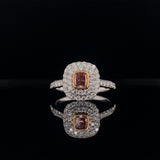 pink diamond square edge double halo dress ring, Gold Jewellery Sydney Australia