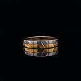 White and yellow gold ring with etchings, Gold Jewellery Sydney Australia