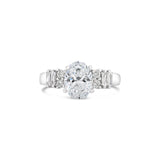 OVAL CUT DIAMOND RING WITH BAGUETTE AND ROUND BRILLIANT SIDE DIAMONDS, Sydney Engagement Ring