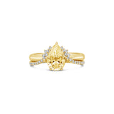 Pear cut diamond engagement ring with matching crown wedding band set, Sydney Engagement Ring