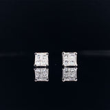 18k white gold princess cut diamond stud earrings, Gold Jewellery Sydney Australia
