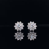 18k white gold diamond sunflower earrings, Gold Jewellery Sydney Australia