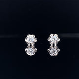 18k white gold diamond stud earrings with floral cut edging, Gold Jewellery Sydney Australia