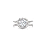 Round halo split shank diamond ring, Sydney Engagement Ring