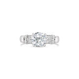 Round cut diamond with princess cut side diamonds, Sydney Engagement Ring