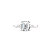 Timeless Three stone emerald cut diamond engagement ring, Sydney Engagement Ring