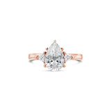 Pear cut diamond engagement ring with trillion side diamonds, Sydney Engagement Ring