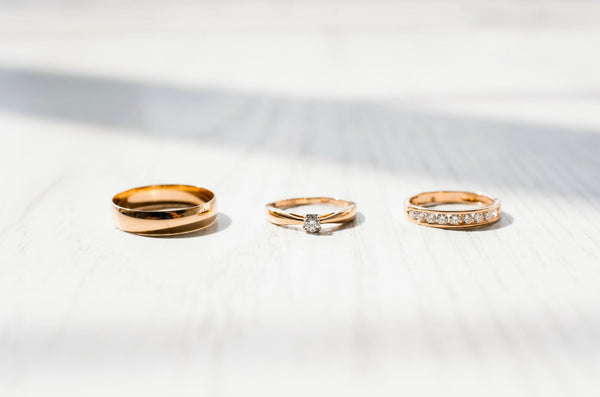 Just Gold Jewellery - wedding rings of the bride and groom and engagement ring