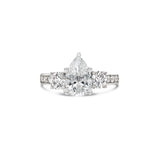 Pear Cut Lab Grown Diamond Three Stone Engagement Ring