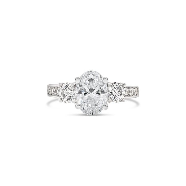 Oval Cut Three Stone Channel Setting Lab Grown Diamond Engagement Ring, Sydney Engagement Ring