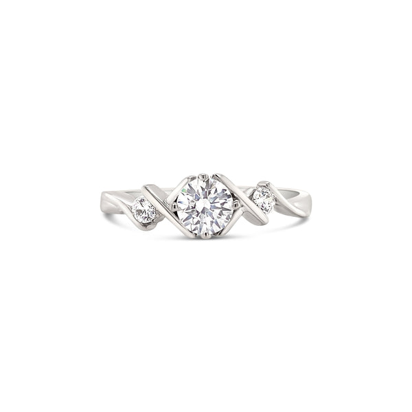 Modern Three Stone Lab Grown Diamond Engagement Ring