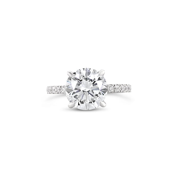 Four Prong Pavé Setting Lab Grown Diamond Engagement Ring