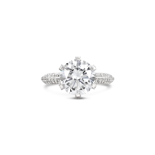 Six Prong Pavé Setting Lab Grown Diamond Engagement Ring