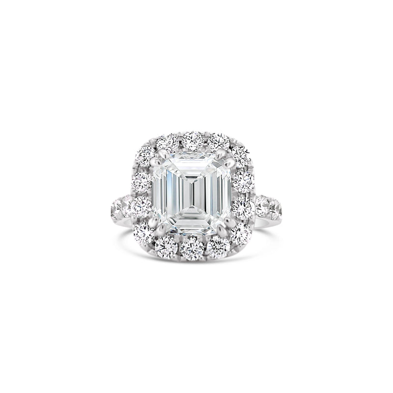 Halo Emerald Cut Lab Grown Diamond Ring