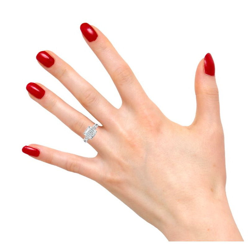Emerald Cut Antique Style Split Shank Lab Grown Diamond Ring