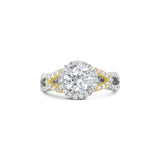 Round Cut Lab Grown Diamond Halo Ring With Twisted Shank