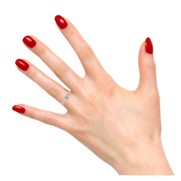 Four Prong Yellow Gold Channel Lab Grown Diamond Ring