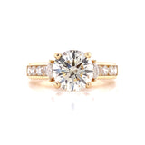 Yellow Gold Three Stone Channel Lab Grown Diamond Engagement Ring Setting