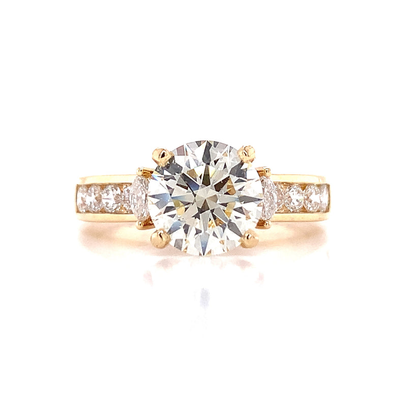 Yellow Gold Three Stone Channel Lab Grown Diamond Engagement Ring Setting