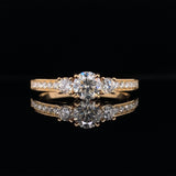 Yellow Gold Round Three Stone Lab Grown Diamond Engagement Ring